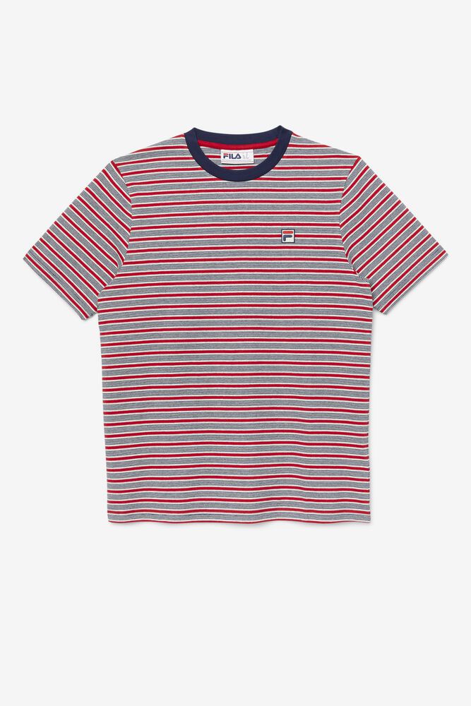 Fila T-Shirt Mens Red - Tux Striped - Philippines 6735908-FH